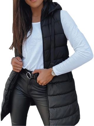 Solid Color Hooded Sleeveless Vest Jacket | Women's Medium Long 6