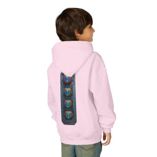 Glowing Cyber Pumpkin Kids Hoodie 78