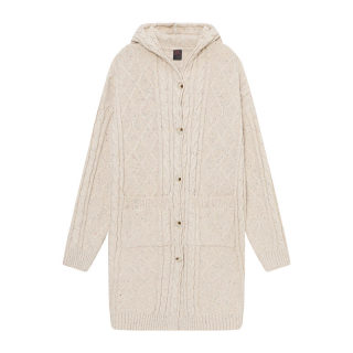 Women's Cable Knit Cardigan | Mid-Length Loose Fit Hooded 5