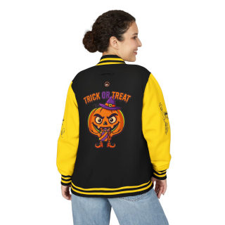 Trick or Treat Jack-o'-Lantern Letterman Jacket | Halloween Varsity Jacket 44