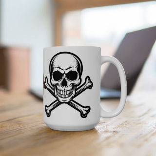 Orange Skull with Crossbones Mug | Pirate Skull Coffee Cup 10