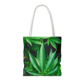 Green Cannabis Leaf Tote Bag | All-Over Print Hemp Plant Design 23