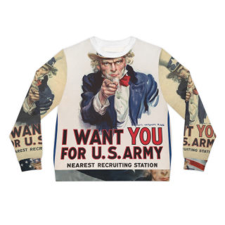 I Want You for U.S. Army Poster Sweatshirt | Vintage Uncle Sam All-Over Print 2