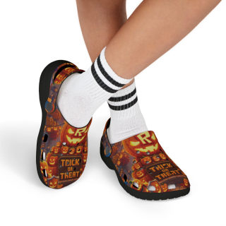 Trick or Treat Pumpkin Pattern Kid's Clogs 18