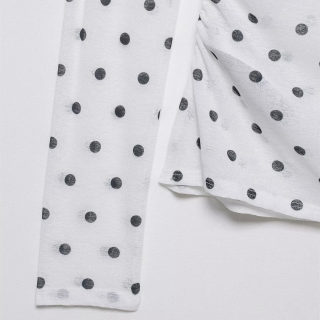 Polka Dot One-Shoulder Long Sleeve Top 4