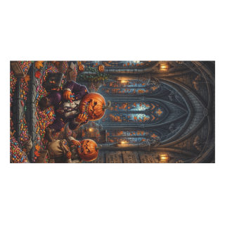 Pumpkin-Head Characters Towel | Halloween Cathedral Scene, Candy Pile 3