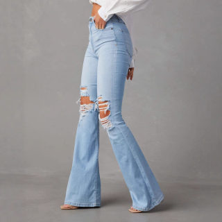 High-Waist Ripped Flare Jeans 2