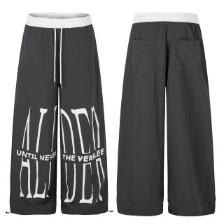Wide-Leg Pants with Contrast Waistband and Letter Print 5