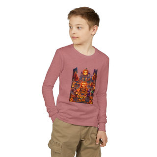 Jack-O'-Lantern Halloween Street Scene Long Sleeve Kids Tee 24