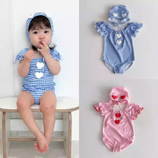 Checkered one-piece swimsuit