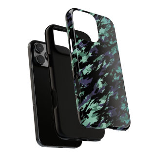 Teal Black Abstract Camo Phone Case 155