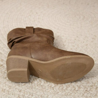 Pleated Chunky Heel Stacked Boots with Tassels | Women's 4