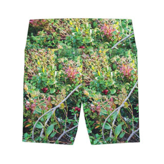 Wild Cranberry Bush Women's Workout Shorts | Nature Botanical Print 2
