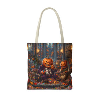 Jack-o'-Lantern Candy Haul Tote Bag | Halloween Pumpkin Scene 27