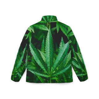 Marijuana Leaf Puffer Jacket | Cannabis Leaves All Over Print 2