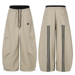 Striped Cargo Pants with Drawstring and Cuffed Hem 5