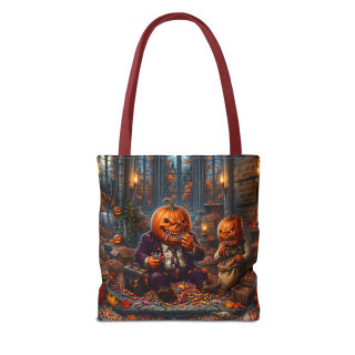 Jack-o'-Lantern Candy Haul Tote Bag | Halloween Pumpkin Scene 19
