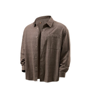 Mosaic Jacquard Loose Long Sleeve Shirt | Plaid Cotton Overshirt