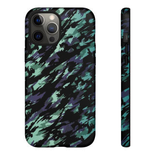 Teal Black Abstract Camo Phone Case 29