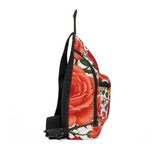 Red Rose Floral Sling Bag | Vintage Garden Print 3