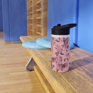 Pink Digital Camo Water Bottle | Stainless Steel Standard Lid 7