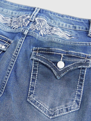 Blue Denim Pants with Embroidery Design | Skinny Fit 3