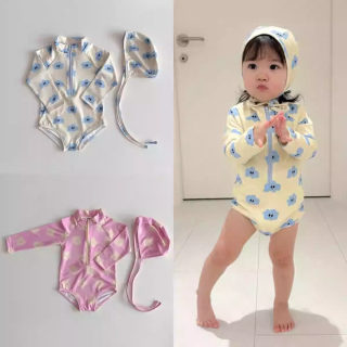 Floral one-piece swimsuit (long-sleeve)