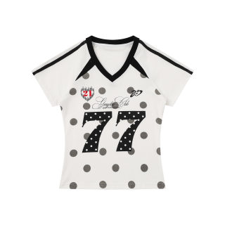 Chic Color-Block Cropped Top | Badge Embroidery Baseball Style