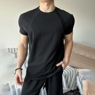 Summer Ribbed Splicing Slim Fit T-Shirt | Casual Solid Color 4
