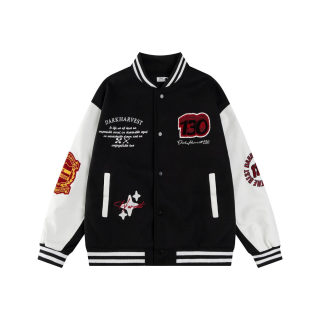 Badge Embroidered Terry Baseball Jacket 3