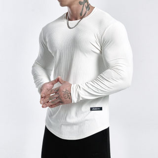Men's Striped Long Sleeve Sports T-Shirt | Basketball & Running