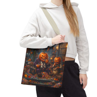 Jack-o'-Lantern Candy Haul Tote Bag | Halloween Pumpkin Scene 100