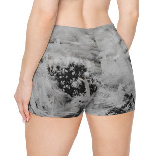 Black & White Ice Texture Women's Shorts | Abstract Snow Pattern 4