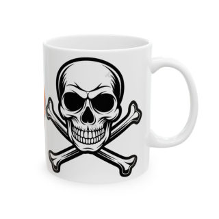 Orange Skull with Crossbones Mug | Pirate Skull Coffee Cup 9