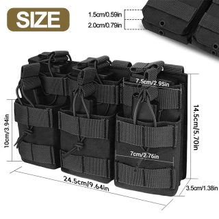 Tactical gear — triple open-top rifle magazine pouch for .22 caliber