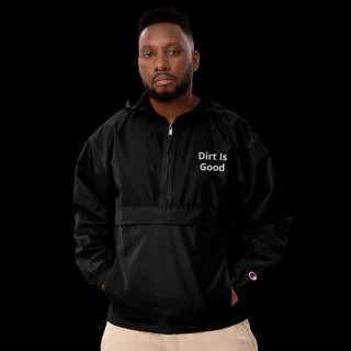 Embroidered Champion Packable Black Jacket "Dirt Is Good" 8