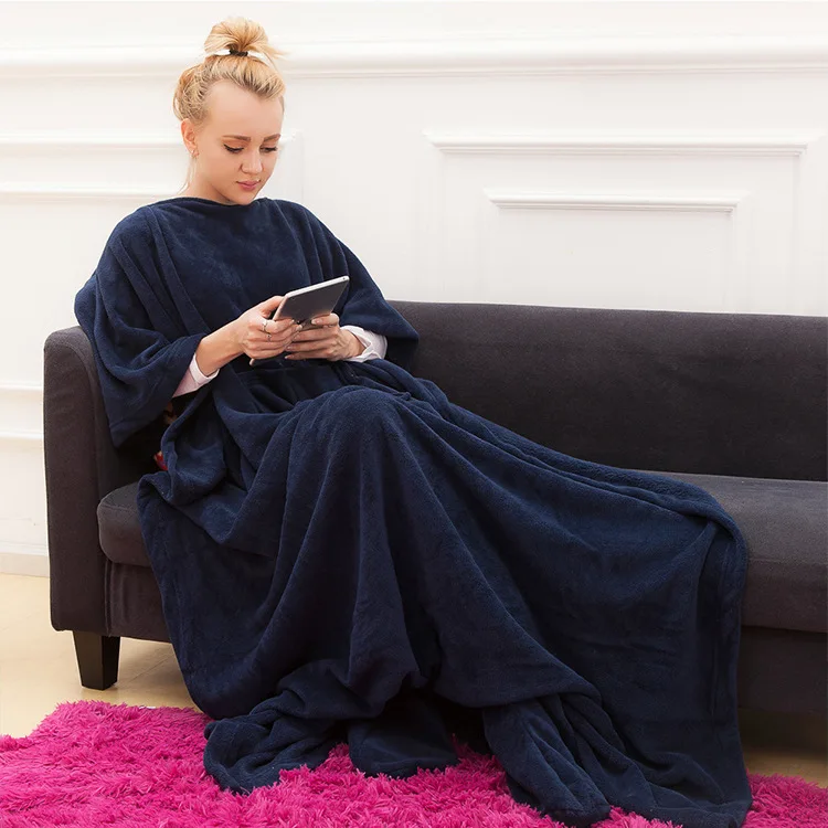 Hooded Pocket TV Blanket, Warm Soft Coral Fleece 5