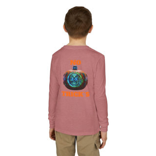 Skull Pumpkin 'No Tricks' Long Sleeve Kids Tee 35