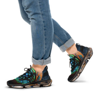 Green Orb Abstract Mesh Sneakers | Athletic Shoes