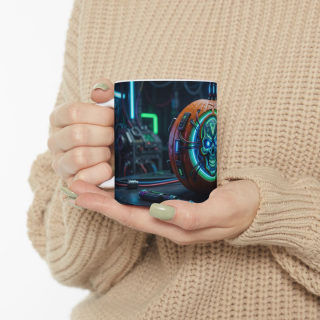 Neon Cyberpunk Pumpkin Skull Mug | Ceramic Coffee Cup 16