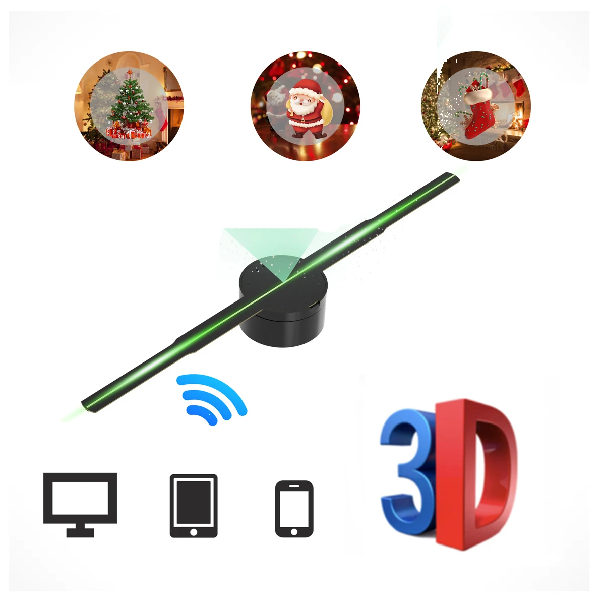 3D Hologram Projector Fan | 42cm WiFi Remote Control Advertising Display