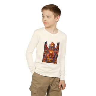 Jack-O'-Lantern Halloween Street Scene Long Sleeve Kids Tee 26
