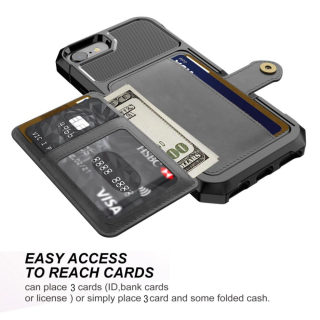 PU Leather Wallet Case with Car Magnet for iPhone 4