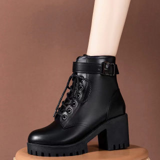 Lace-Up Round Toe Martin Boots for Women | Thick Sole British Style 3
