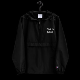 Embroidered Champion Packable Black Jacket "Dirt Is Good" 10