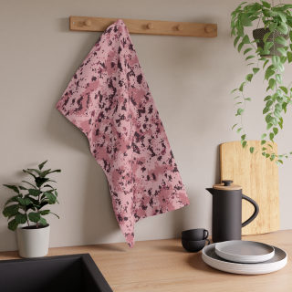 Pink Terrazzo Pattern Tea Towel | Abstract Speckled Kitchen Linen