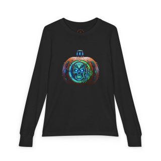 Skull Pumpkin 'No Tricks' Long Sleeve Kids Tee 5
