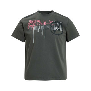 Letter Graffiti Print Short Sleeve T-Shirt | American Retro