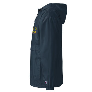 Embroidered Champion Packable Navy Jacket "Dirt Is Good" 13