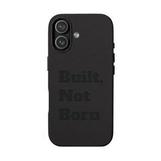 "Built, Not Born" PU Leather Phone Case | Debossed Text, Black 19